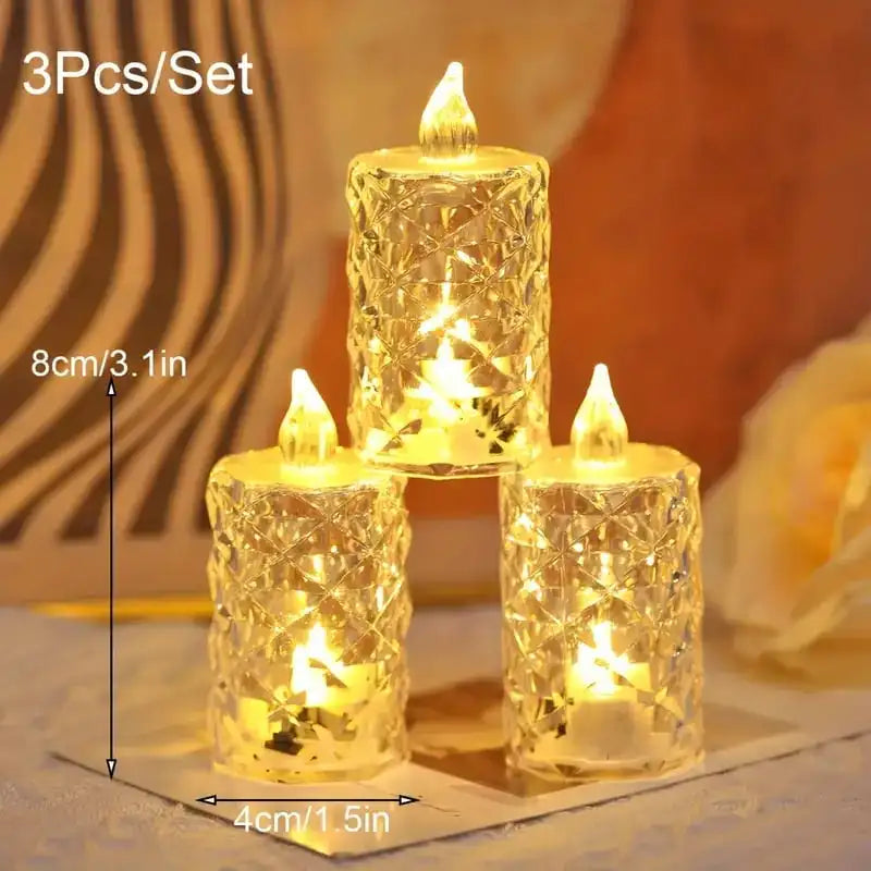 Crystal Flameless Candle Light Flameless LED Crystal Candle Light Clear Shell Crystal Candle Light Ornament
