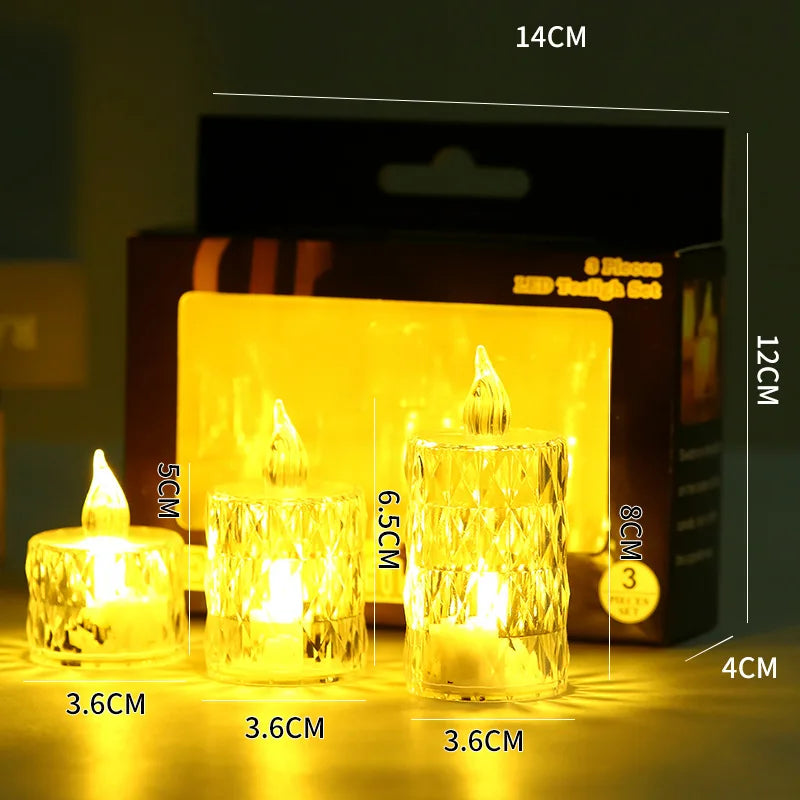 Crystal Flameless Candle Light Flameless LED Crystal Candle Light Clear Shell Crystal Candle Light Ornament