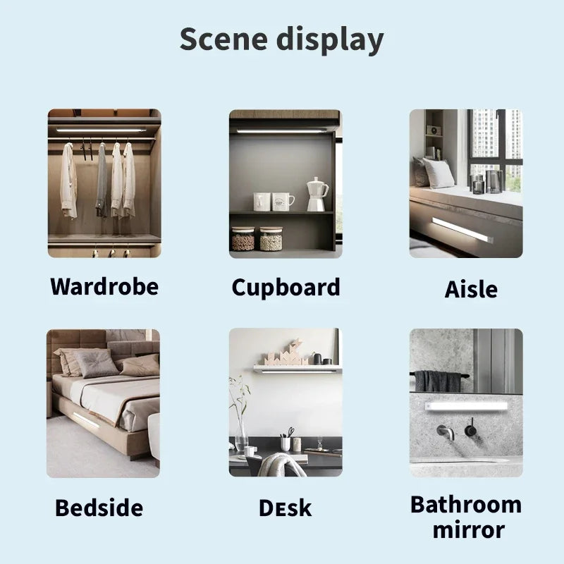 LED Ultra Thin under Cabinet Lights Motion Sensor Night Light Wireless Rechargeable 3 Color Lamp Kitchen Closet Cabinet Lighting