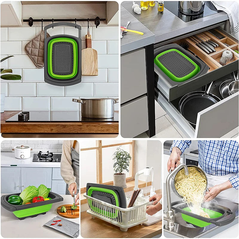 Collapsible Colander with Extendable Handles Colander Strainer over the Sink Vegetable Fruit Colanders Strainers JT40