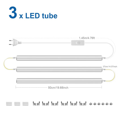 50Cm Led Lights Kitchen under Cabinet Lamp 220V 15W Led Tube with 1.2M EU Plug Switch Power Cable for Home Bedroom Indoor Lamps