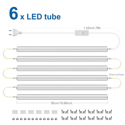 50Cm Led Lights Kitchen under Cabinet Lamp 220V 15W Led Tube with 1.2M EU Plug Switch Power Cable for Home Bedroom Indoor Lamps