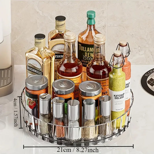 360°Rotating Tray Spice Rack Pantry Cabinet Turntable with Base Storage Bin Kitchen Organizer for Seasoning Cosmetic Storage Box