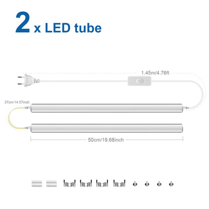 50Cm Led Lights Kitchen under Cabinet Lamp 220V 15W Led Tube with 1.2M EU Plug Switch Power Cable for Home Bedroom Indoor Lamps