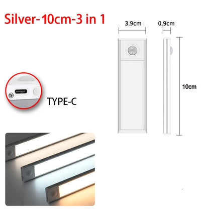 LED Ultra Thin under Cabinet Lights Motion Sensor Night Light Wireless Rechargeable 3 Color Lamp Kitchen Closet Cabinet Lighting