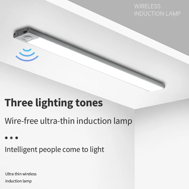 LED Ultra Thin under Cabinet Lights Motion Sensor Night Light Wireless Rechargeable 3 Color Lamp Kitchen Closet Cabinet Lighting