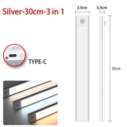 LED Ultra Thin under Cabinet Lights Motion Sensor Night Light Wireless Rechargeable 3 Color Lamp Kitchen Closet Cabinet Lighting