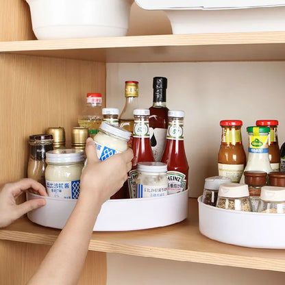 1Pc 360 Degree Rotating Cabinet Organizer Kitchen Bathroom Cosmetic Turntable Storage Tray Non-Slip Spice round Rack Plate