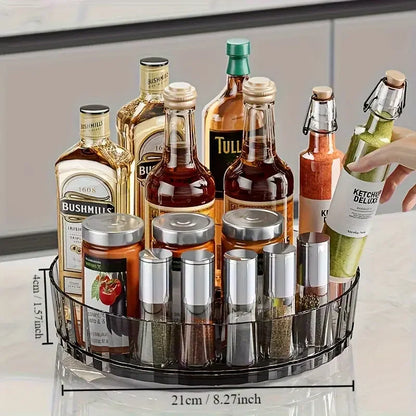 360°Rotating Tray Spice Rack Pantry Cabinet Turntable with Base Storage Bin Kitchen Organizer for Seasoning Cosmetic Storage Box