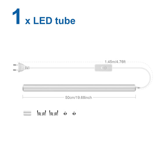 50Cm Led Lights Kitchen under Cabinet Lamp 220V 15W Led Tube with 1.2M EU Plug Switch Power Cable for Home Bedroom Indoor Lamps