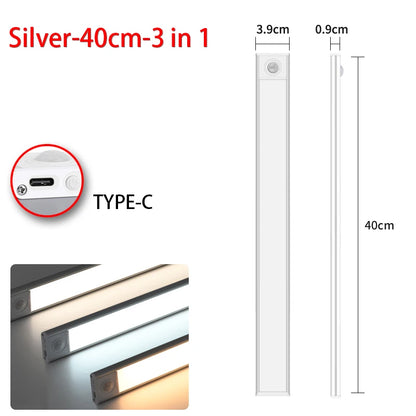 LED Ultra Thin under Cabinet Lights Motion Sensor Night Light Wireless Rechargeable 3 Color Lamp Kitchen Closet Cabinet Lighting
