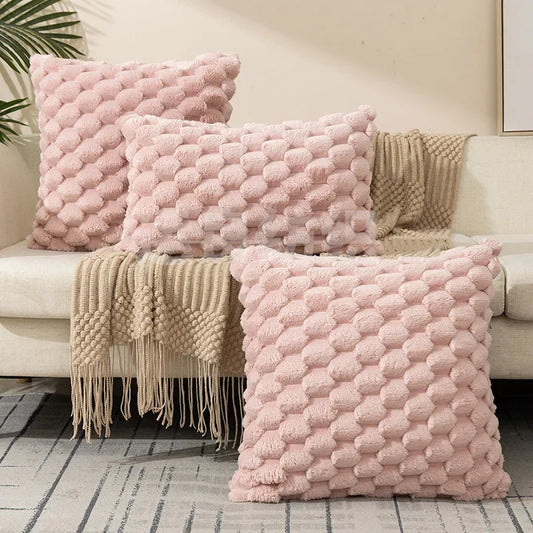 Woven Snowflake Velvet Solid Color Pillow Cover Pillowcase Soft Comfortable Waist Cushion Cover for Living Room Sofa Home Decor