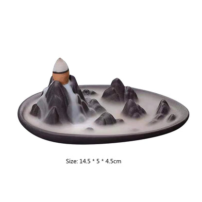 Backflow Incense Burner Censer Waterfall Tower Incense Cone Ceramic Burner Fragrance Holder Sandalwood Aromatherapy Home Decor