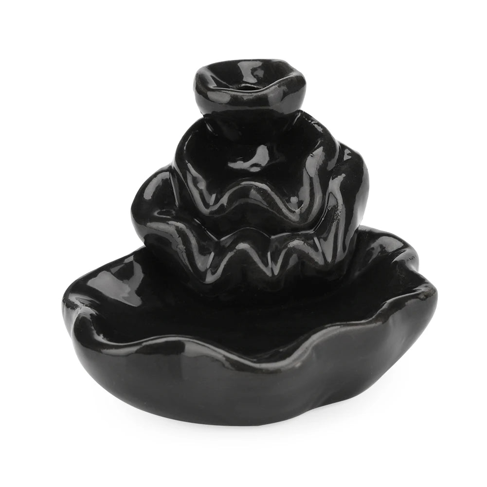 Backflow Incense Burner Censer Waterfall Tower Incense Cone Ceramic Burner Fragrance Holder Sandalwood Aromatherapy Home Decor