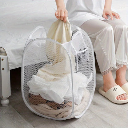 Foldable Mesh Laundry Basket Collapsible Hamper for Dirty Clothes Storage Space Saving Portable Bag Home Bathroom Organizer