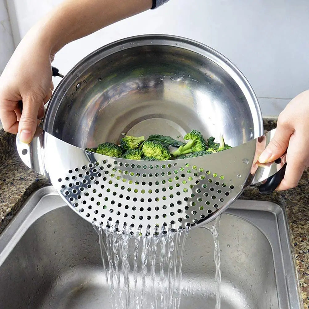 Pot Strainer Pan Drainer for Home Kitchen Easy Draining Pot Strainer Stainless Steel Pasta Spaghetti Practical Draining Tool