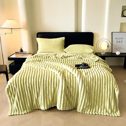 Spring Throw Blanket for Couch, Cozy Warm Plush Striped Blanket for Sofa Bedroom Living Room, All Season Use Festival Home Decor