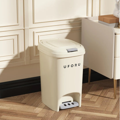 10L Luxury Large Capacity Trash Organizer Bins for Living Room Kitchen and Bathroom with Lid Creative Foot/Push Type