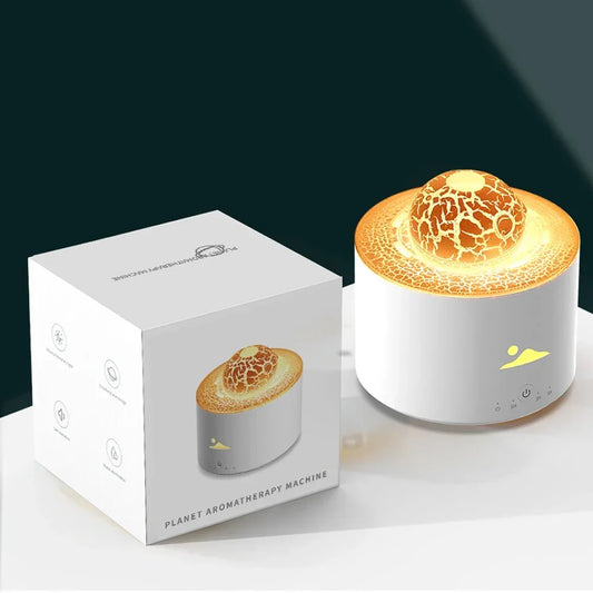 Volcano Fire Flame Air Humidifier Aroma Diffuser Essential Oil Smoke Ring Spray for Home or Car Fragrance Mist Maker LED Lamp