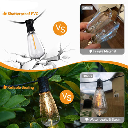 ST38 LED String Lights 10M 15M 20M Waterproof Patio Light Outdoor LED Fairy Light Wedding Decoration for Garden Cafe Backya