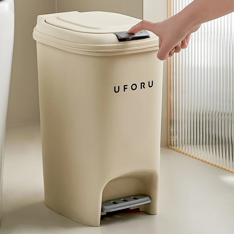 10L Luxury Large Capacity Trash Organizer Bins for Living Room Kitchen and Bathroom with Lid Creative Foot/Push Type