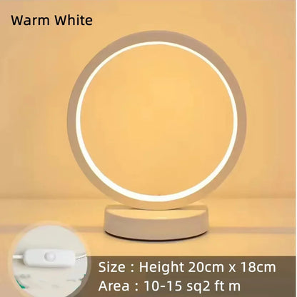20CM LED Simple Circular Ring Table Lamp Bedroom Bedside Living Room Restaurant Hotel Decorative Lamp Dimmable round Night Light
