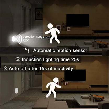 PIR Motion Sensor LED Night Bedroom Light Rechargeable Bedside Home Lamp Stairs Kitchen Can Be Used USB Wireless Closet Light