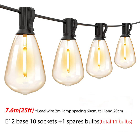 ST38 LED String Lights 10M 15M 20M Waterproof Patio Light Outdoor LED Fairy Light Wedding Decoration for Garden Cafe Backya