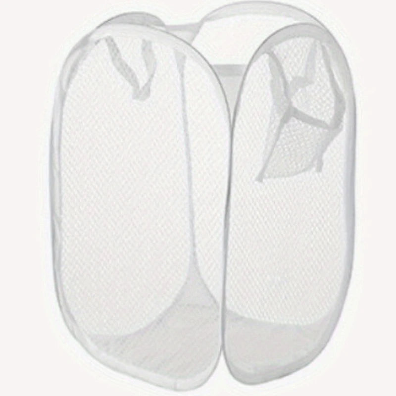 Foldable Mesh Laundry Basket Collapsible Hamper for Dirty Clothes Storage Space Saving Portable Bag Home Bathroom Organizer