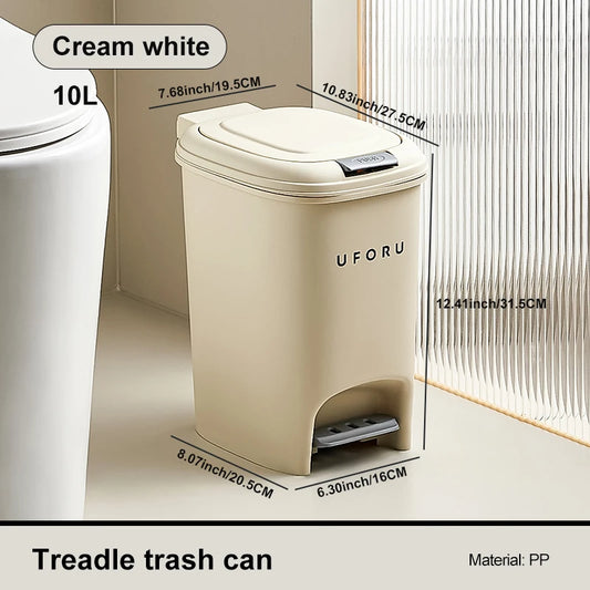 10L Luxury Large Capacity Trash Organizer Bins for Living Room Kitchen and Bathroom with Lid Creative Foot/Push Type