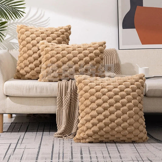 Woven Snowflake Velvet Solid Color Pillow Cover Pillowcase Soft Comfortable Waist Cushion Cover for Living Room Sofa Home Decor