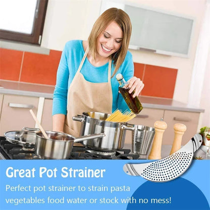 Pot Strainer Pan Drainer for Home Kitchen Easy Draining Pot Strainer Stainless Steel Pasta Spaghetti Practical Draining Tool