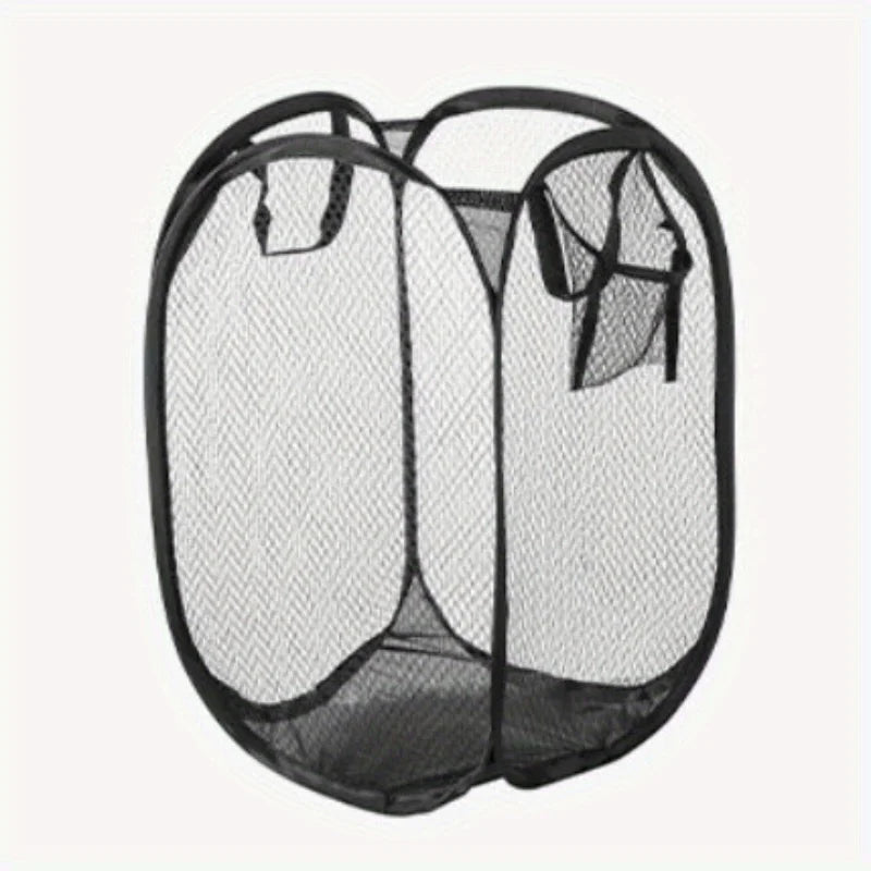 Foldable Mesh Laundry Basket Collapsible Hamper for Dirty Clothes Storage Space Saving Portable Bag Home Bathroom Organizer