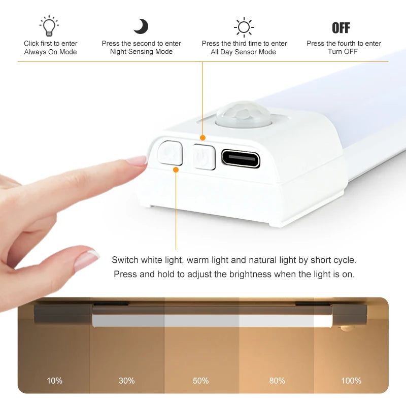 LED Closet Lights Motion Sensor Lamp Wireless Rechargeable Cabinet Night Light for Kitchen Bedroom Wardrobe Sensor Night Lamp
