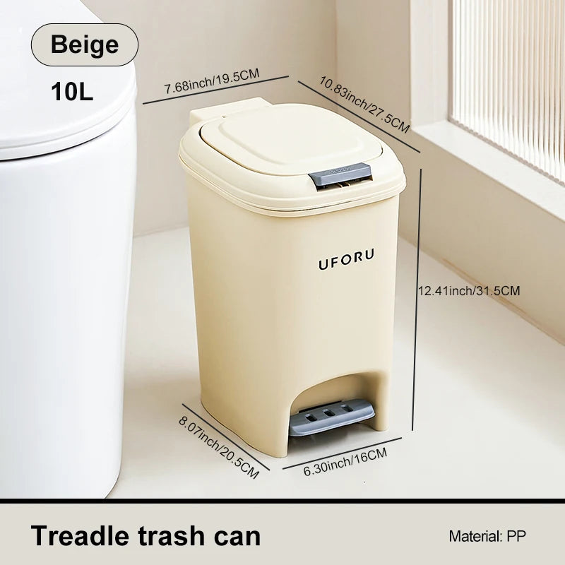 10L Luxury Large Capacity Trash Organizer Bins for Living Room Kitchen and Bathroom with Lid Creative Foot/Push Type