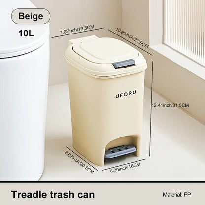 10L Luxury Large Capacity Trash Organizer Bins for Living Room Kitchen and Bathroom with Lid Creative Foot/Push Type