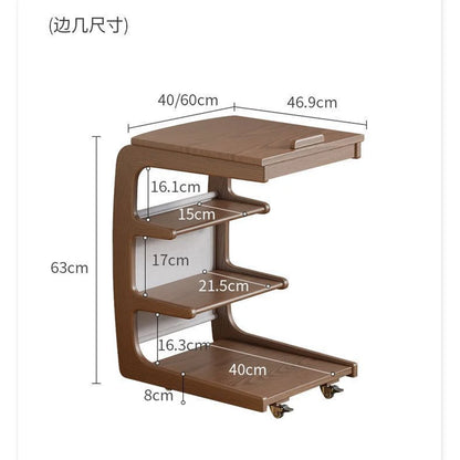Solid Wood Sofa Side Several Movable Living Room with Wheel Side Cabinet Bedside Shelf Simple Household Coffee Small Table