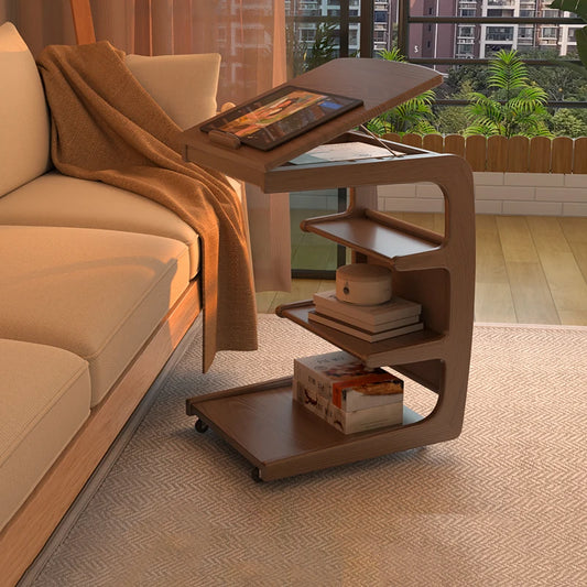 Solid Wood Sofa Side Several Movable Living Room with Wheel Side Cabinet Bedside Shelf Simple Household Coffee Small Table