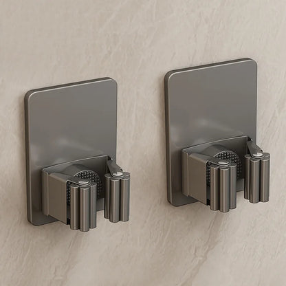 304 Stainless Steel Mop Holder Wall Mounted Adhesive Multi-Purpose Hooks Household Storage Organizer Rack Broom Hanger Stick