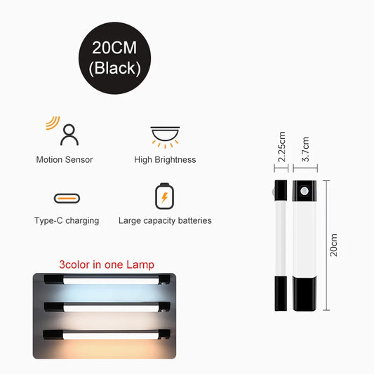 LED Closet Lights Motion Sensor Lamp Wireless Rechargeable Cabinet Night Light for Kitchen Bedroom Wardrobe Sensor Night Lamp