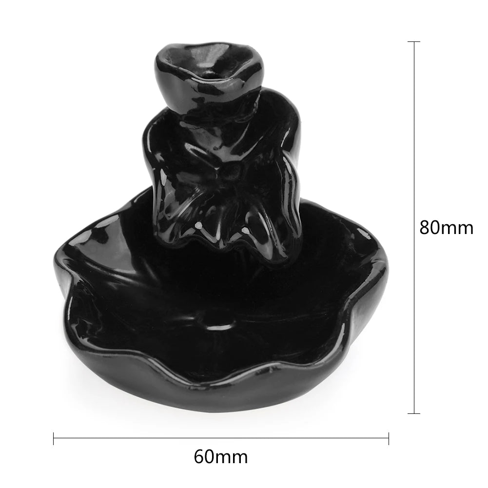 Backflow Incense Burner Censer Waterfall Tower Incense Cone Ceramic Burner Fragrance Holder Sandalwood Aromatherapy Home Decor