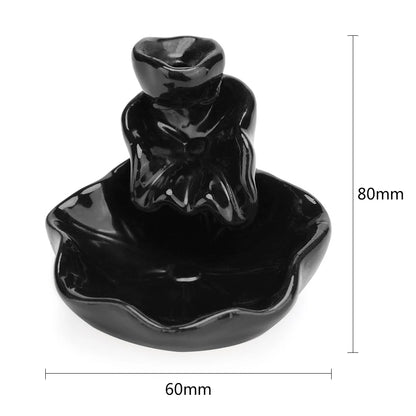 Backflow Incense Burner Censer Waterfall Tower Incense Cone Ceramic Burner Fragrance Holder Sandalwood Aromatherapy Home Decor