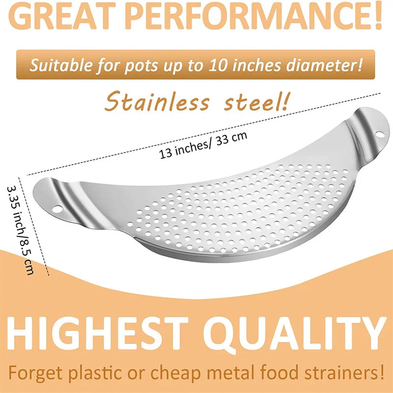 Pot Strainer Pan Drainer for Home Kitchen Easy Draining Pot Strainer Stainless Steel Pasta Spaghetti Practical Draining Tool