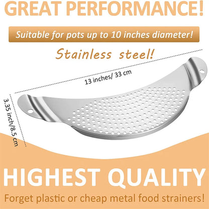 Pot Strainer Pan Drainer for Home Kitchen Easy Draining Pot Strainer Stainless Steel Pasta Spaghetti Practical Draining Tool