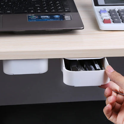 Hidden Storage Box in Table Self Stick Table Storage Drawer Organizer Box Home Office Pencil Tray under Desk Storage Drawer