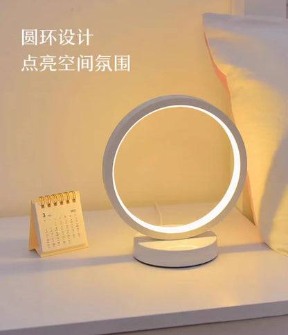20CM LED Simple Circular Ring Table Lamp Bedroom Bedside Living Room Restaurant Hotel Decorative Lamp Dimmable round Night Light
