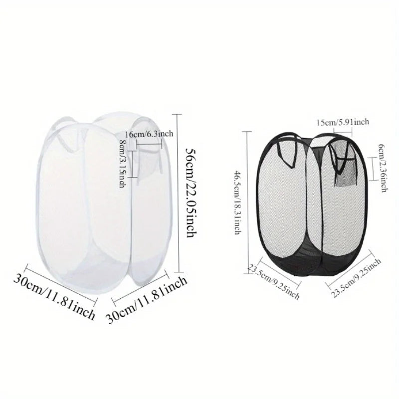 Foldable Mesh Laundry Basket Collapsible Hamper for Dirty Clothes Storage Space Saving Portable Bag Home Bathroom Organizer