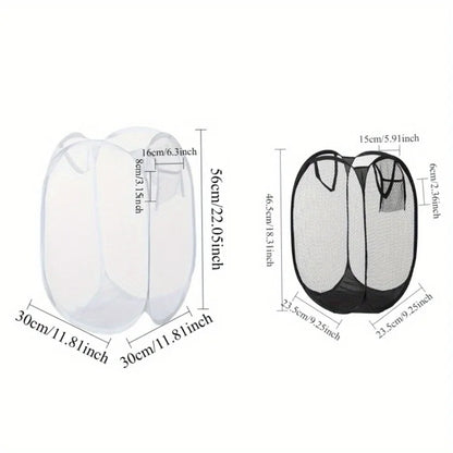 Foldable Mesh Laundry Basket Collapsible Hamper for Dirty Clothes Storage Space Saving Portable Bag Home Bathroom Organizer