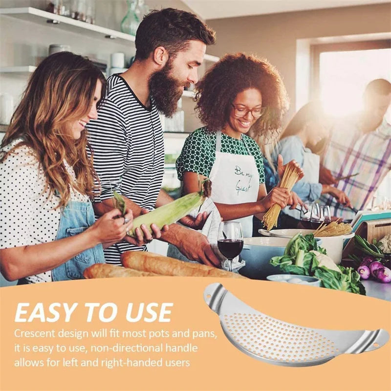 Pot Strainer Pan Drainer for Home Kitchen Easy Draining Pot Strainer Stainless Steel Pasta Spaghetti Practical Draining Tool