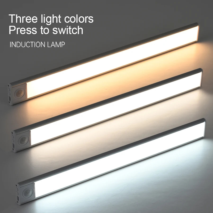LED Ultra Thin under Cabinet Lights Motion Sensor Night Light Wireless Rechargeable 3 Color Lamp Kitchen Closet Cabinet Lighting